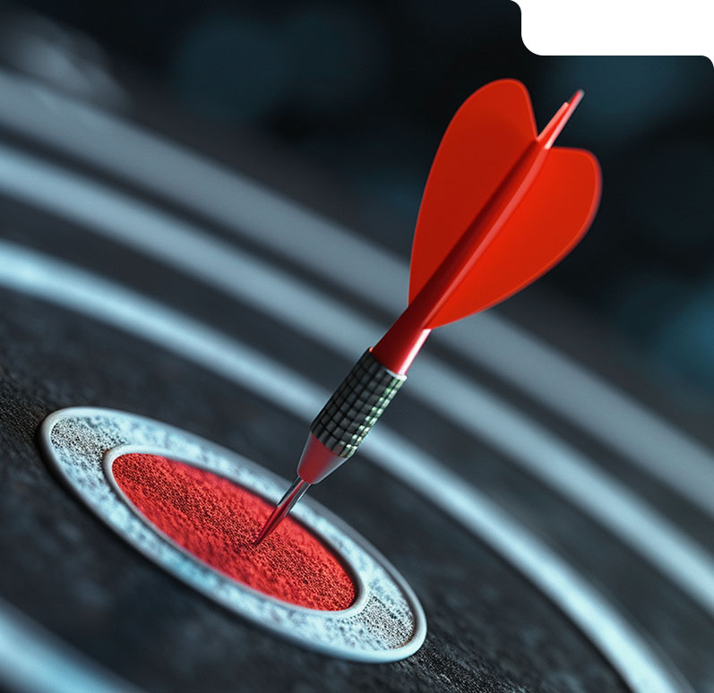 Arrow hitting the bullseye of a target, symbolizing precise and effective AI-driven lead conversion
